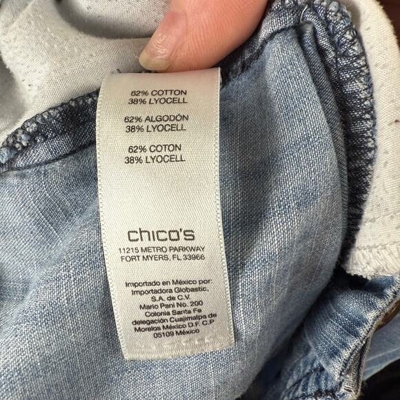 Chico's Women Lightweight Jeans Sz 2 (US Large/12) Cotton/Lyocell Blend Wide Leg - Picture 4 of 5